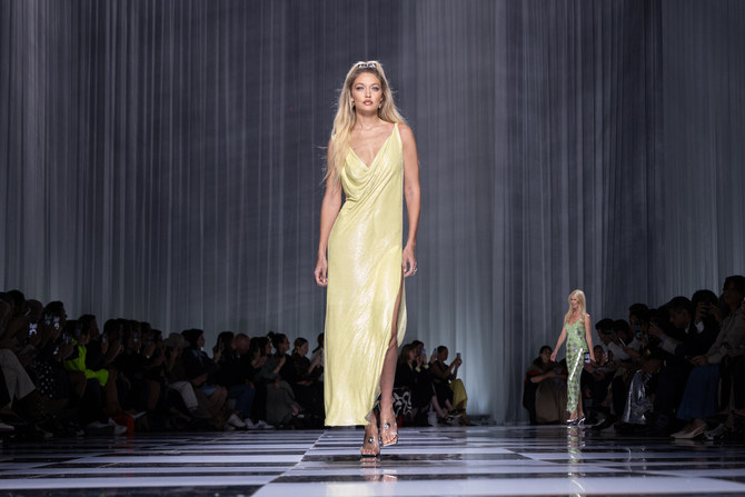 Gigi Hadid walks the Versace runway in Milan