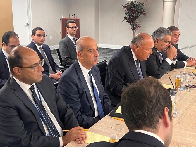 Minister of Foreign Affairs of Egypt Sameh Shoukry hosts Jordanian and Iraqi counterparts in New York.