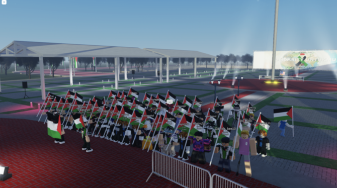 Supporters of Palestine show solidarity by marching in the metaverse