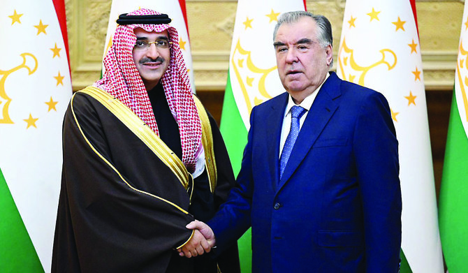 Emomali Rahmon receives Sultan Al-Marshad in Dushanbe. (Supplied)