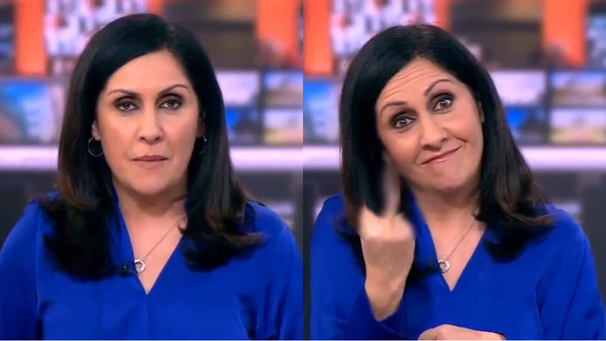 BBC anchor gives middle finger in private joke gone wrong