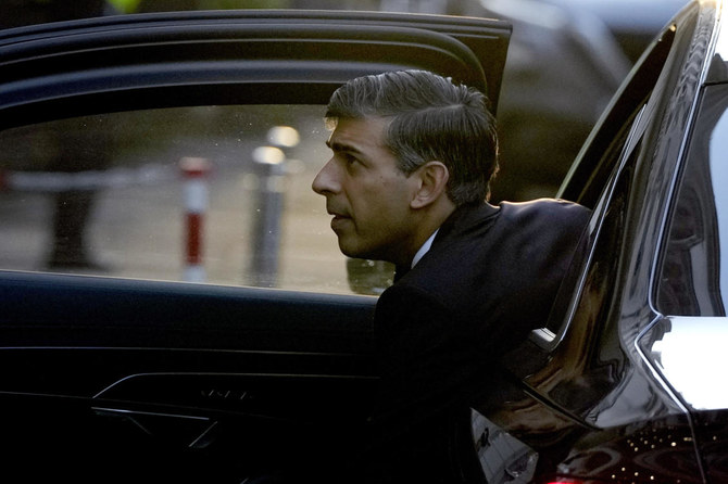 Britain’s Prime Minister Rishi Sunak arrives at the COVID Inquiry at Dorland House in London, Monday, Dec. 11, 2023. (AP)