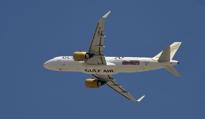A Gulf Air A320 aeroplane takes off on September 30, 2021 at the airport in the Bahraini capital Manama. (AFP)
