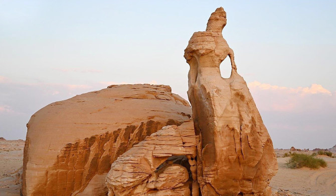 Al-Arousa rock formation is commonly thought to resemble a woman  standing tall, wearing a dress. (SPA)
