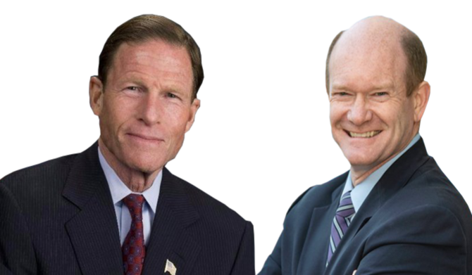 Richard Blumenthal (L) and Chris Coons. (Photo/Twitter)