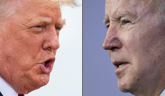 Former US President Donald Trump (L) and US President Joe Biden during. (AFP)