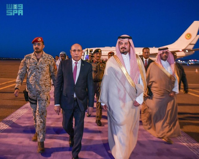 The President of Mauritania Mohamed Ould Ghazouani arrives in Madinah on Thursday. (SPA)
