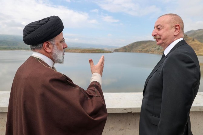 Iran’s President Ebrahim Raisi and his Azeri counterpart Ilham Aliyev meet at the site of Qiz Qalasi.