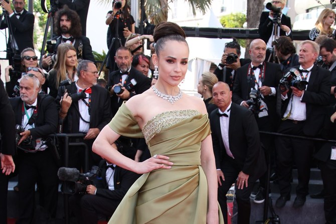 Sofia Carson shows off Elie Saab gown on the red carpet