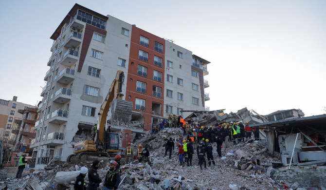 Rescuers work at the site of a collapsed building, in the aftermath of the deadly earthquake, in Turkey Feb. 18, 2023. (REUTERS)