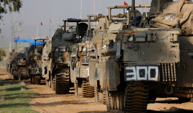 A convoy of Israeli military maneuvers near Israel's border with southern Gaza. (REUTERS)