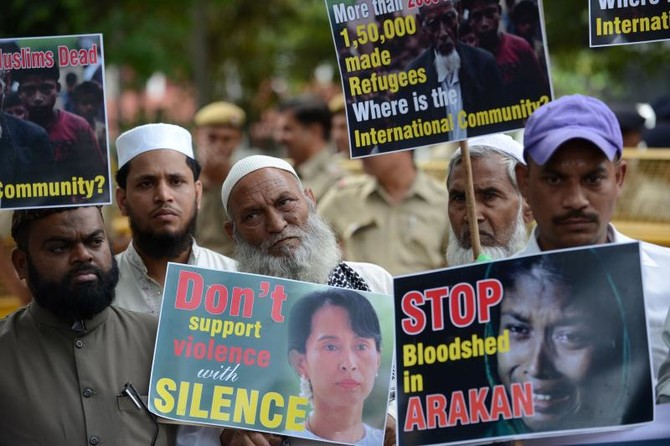 Muslims protest in Delhi against Rohingyas killings