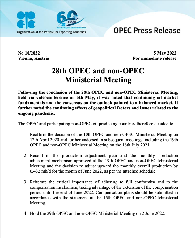 OPEC+ sticks to production targets; agrees modest output rise